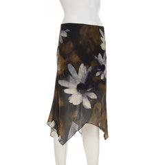 Mesh flower print contrast mini skirt