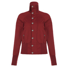 High neck long sleeve pocket button zip-up top