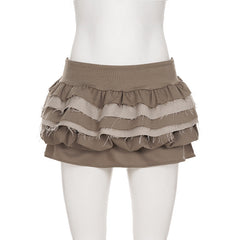 Ruched raw hem A line mini skirt