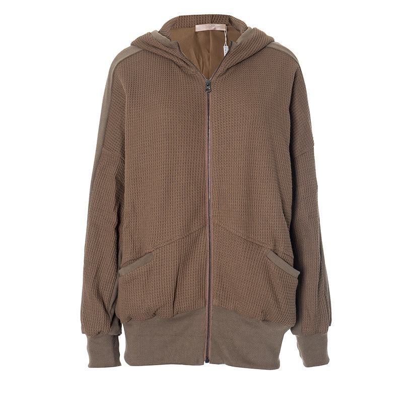 Hoodie zip-up long sleeve gloves pocket top