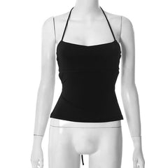 Halter self tie backless solid top