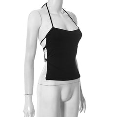 Halter self tie backless solid top