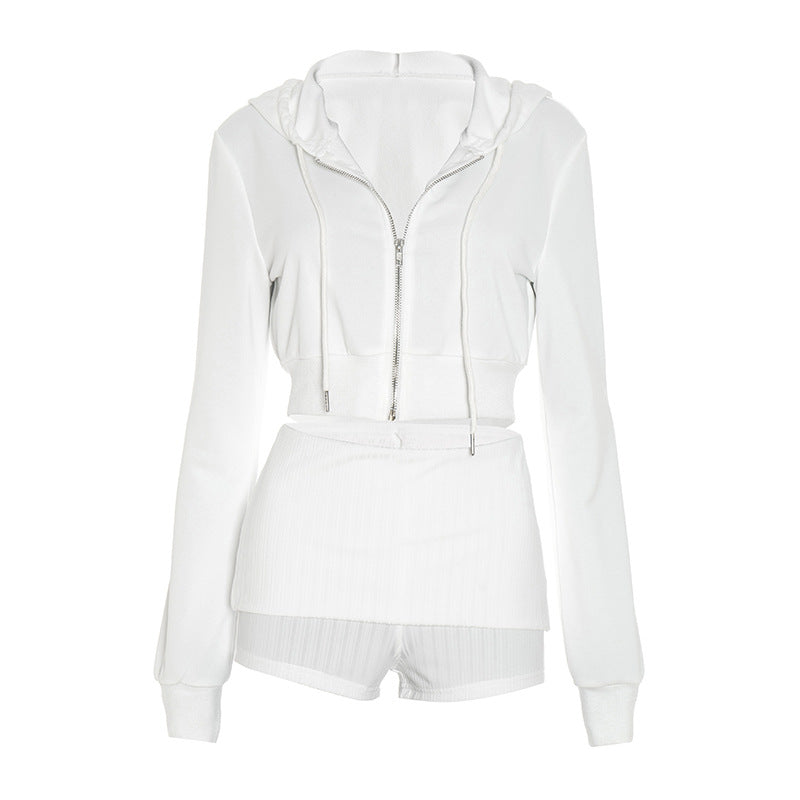 Hoodie zip-up long sleeve drawstring pant set