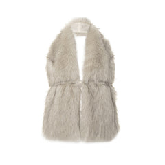 Fluffy halter self tie v neck backless top