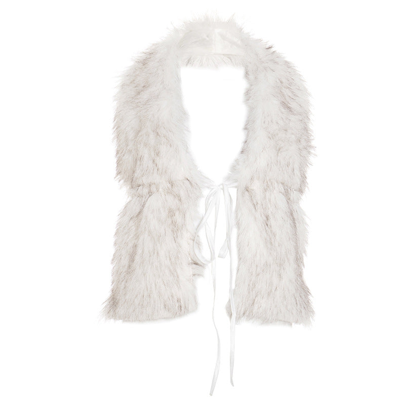 Fluffy halter self tie v neck backless top