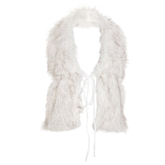 Fluffy halter self tie v neck backless top