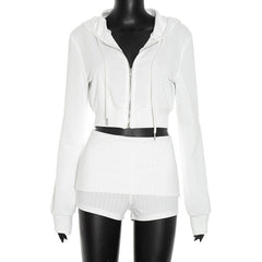 Hoodie zip-up long sleeve drawstring pant set