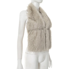 Fluffy halter self tie v neck backless top