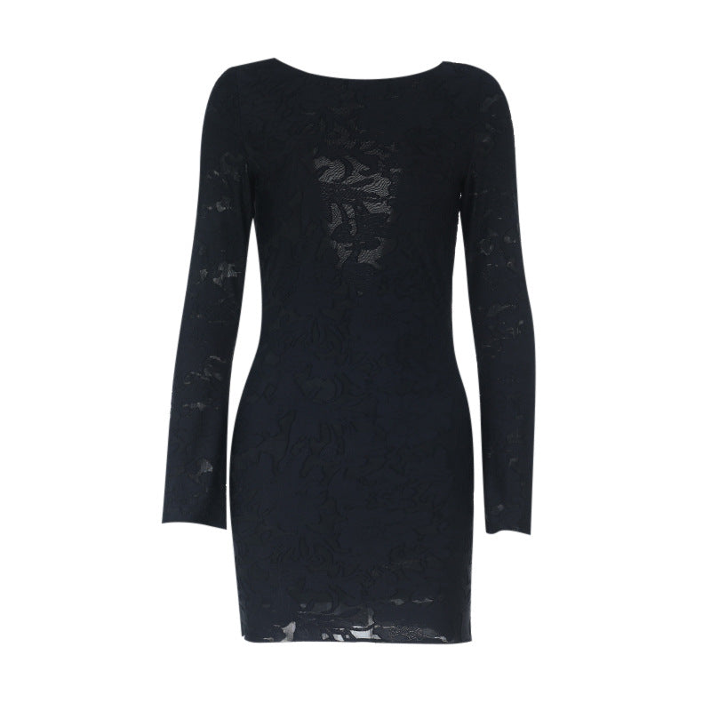 Long sleeve backless mini dress