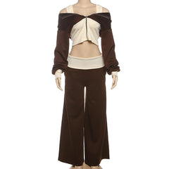 Hoodie long sleeve zip-up low rise pant set