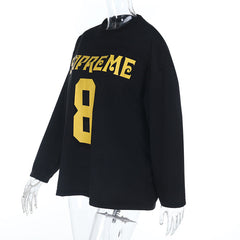 Crewneck long sleeve letter pattern top