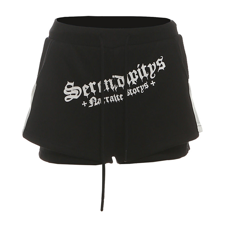 Drawstring letter pattern pocket short pant