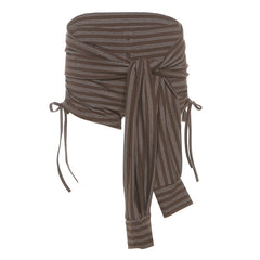 Self tie striped print button short pant
