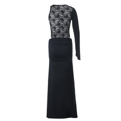 Long sleeve crewneck lace maxi skirt set