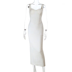 V neck slit zip-up cami maxi dress