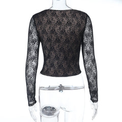 Long sleeve lace corset zip-up top