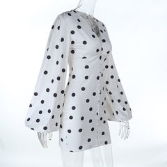 Polka dot v neck long sleeve mini dress