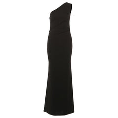 One shoulder solid fluffy maxi dress