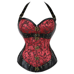 Halter corset buckle lace up backless top