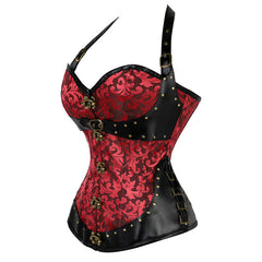 Halter corset buckle lace up backless top