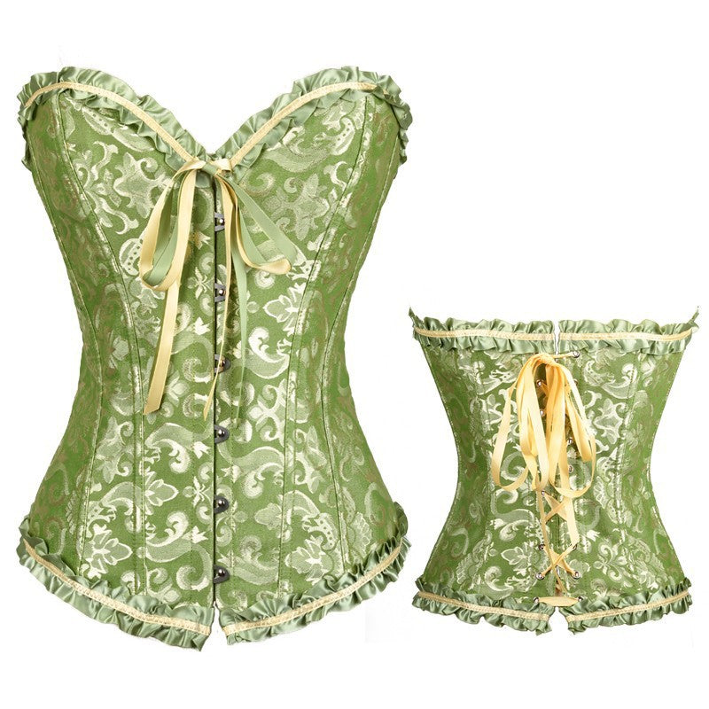 Sweetheart neck lace up corset button ruffle top