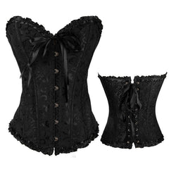 Sweetheart neck lace up corset button ruffle top