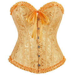 Sweetheart neck lace up corset button ruffle top