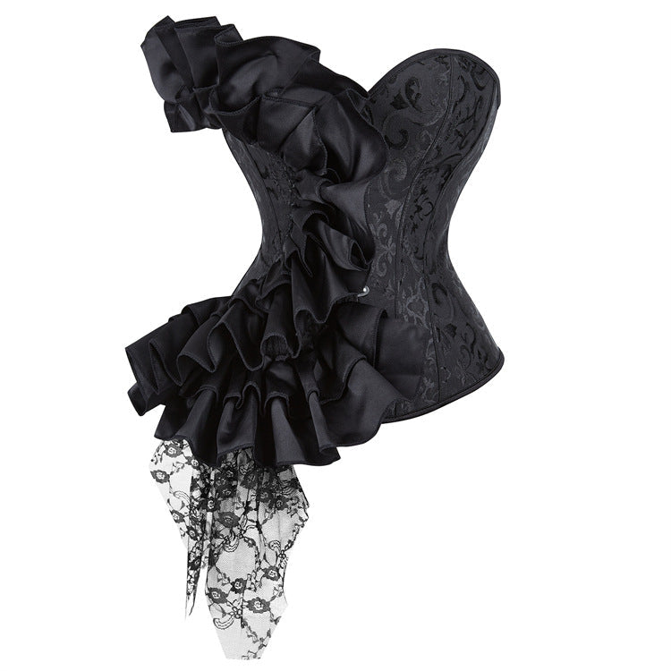 Sweetheart neck ruffle lace up corset top