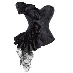 Sweetheart neck ruffle lace up corset top