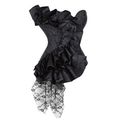 Sweetheart neck ruffle lace up corset top