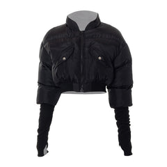 Long sleeve high neck zip-up pocket coat top