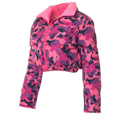 Camouflage long sleeve zip-up 2-way coat top