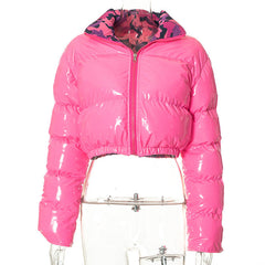 Camouflage long sleeve zip-up 2-way coat top