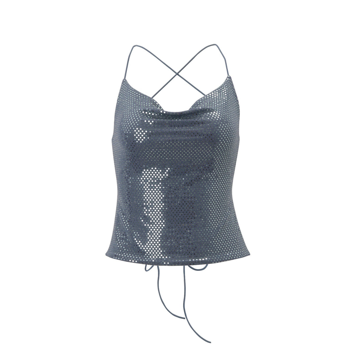 Glitter cross back backless cami top