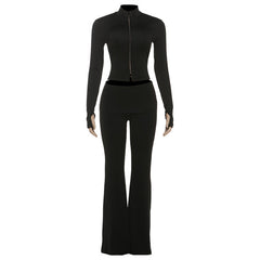 Long sleeve high neck zip-up pant set
