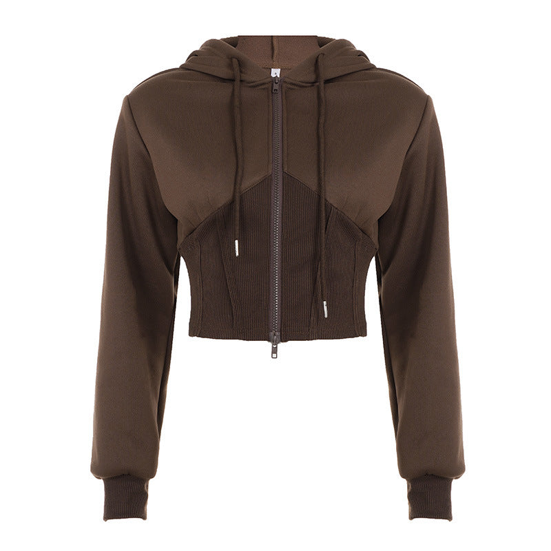Hoodie long sleeve zip-up top