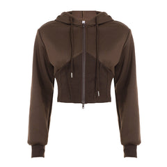 Hoodie long sleeve zip-up top