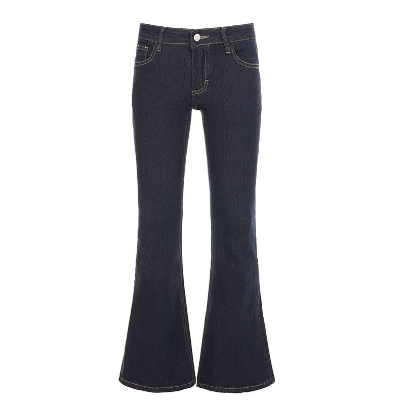 Low rise pocket zip-up jeans