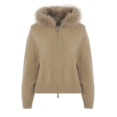 Hoodie long sleeve fluffy zip-up top