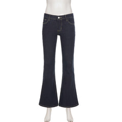 Low rise pocket zip-up jeans