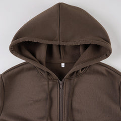 Hoodie long sleeve zip-up top