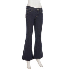 Low rise pocket zip-up jeans