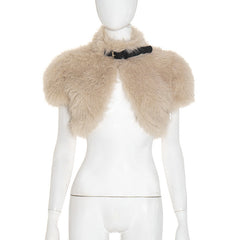 Short sleeve fluffy cargo crop top
