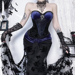 Sweetheart neck corset lace hem top