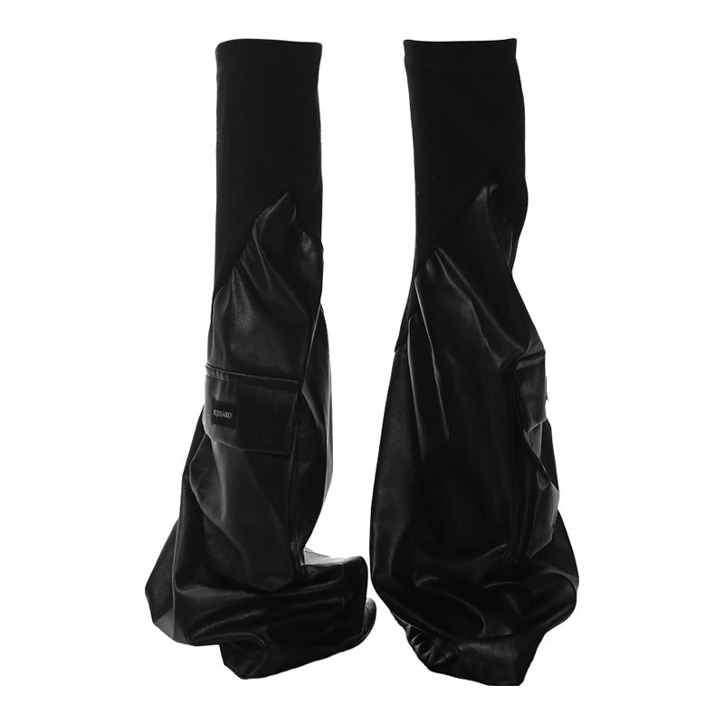 PU leather pocket leg warmer