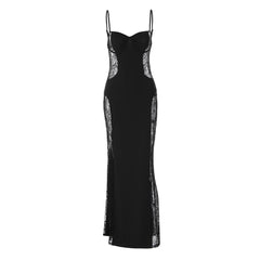 Lace hollow out cami cut out maxi dress