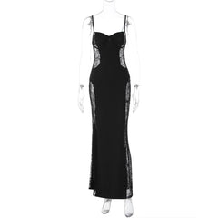Lace hollow out cami cut out maxi dress