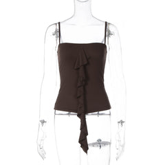 Square neck ruffle cami top
