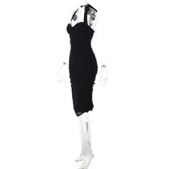 Ruched self tie ruched backless midi dress