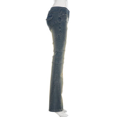 Zip-up pocket low rise straight leg pant